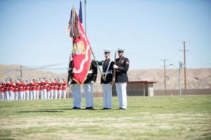 The Marine Corps Color Guard presents the Color’s during its performance aboard Marine Corps Logistics Base Barstow, CA (photo taken by Carlos Guerra)