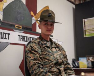 Staff Sgt. Cynthia Rutherford, 4th RTB, poses for a photo on Parris Island. (U.S. Marine Corps photo by Lance Cpl. Michelle Brudnicki)