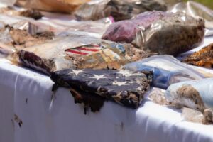 The items in the time capsule are from drill instructors, officers, and veterans who were present for the 69th anniversary celebration of women permanently serving in the Marine Corps. (U.S. Marine Corps photo by Lance Cpl. Michelle Brudnicki)